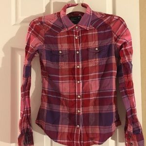 Girls Plad Button Down Short